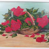Tableau huile sur panneau bouquet signé S. Lallement