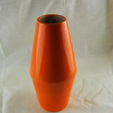 Large orange losangic vase - Laurentian pottery - 80s / 90s