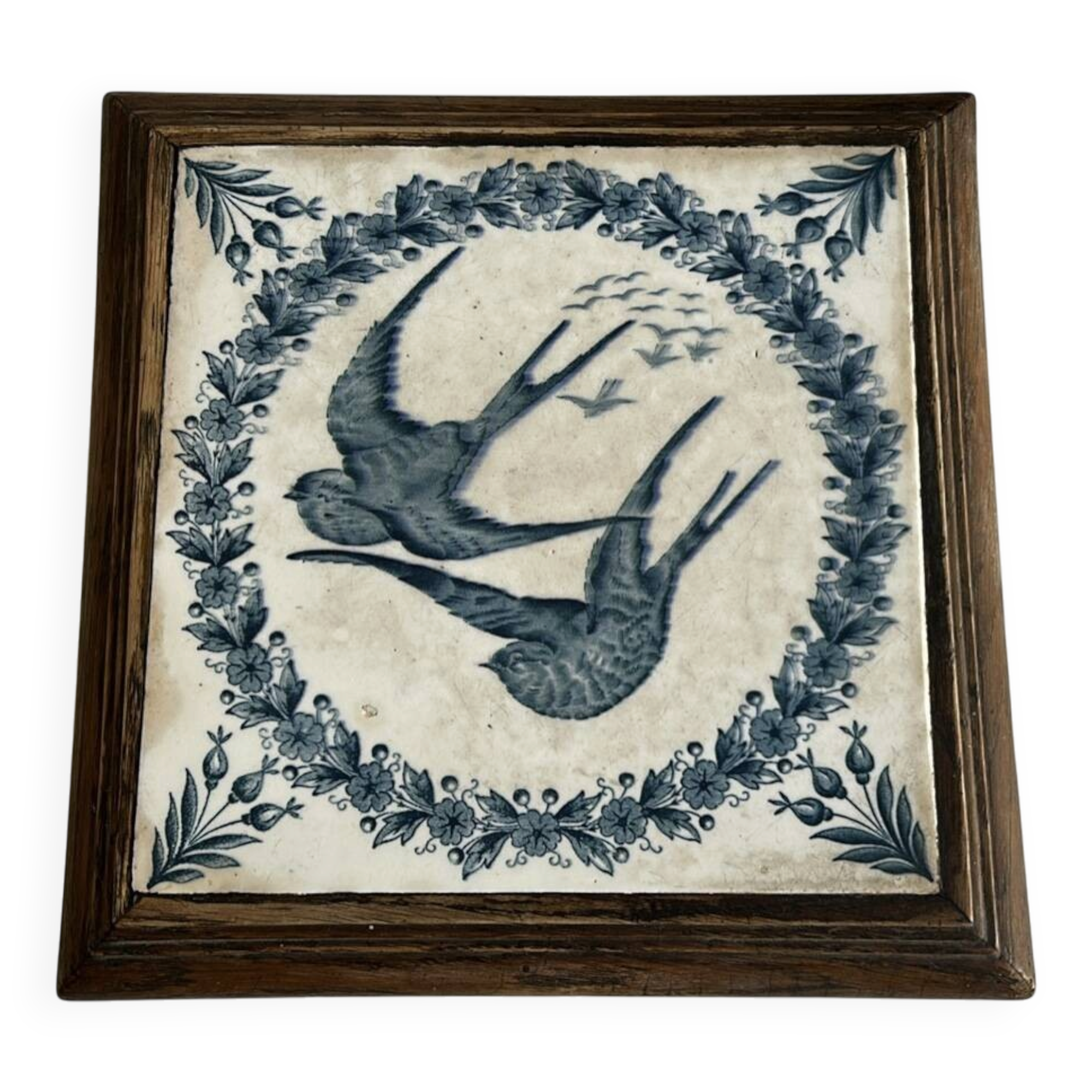 Vintage Longwy "Swallows" trivet – Vintage earthenware