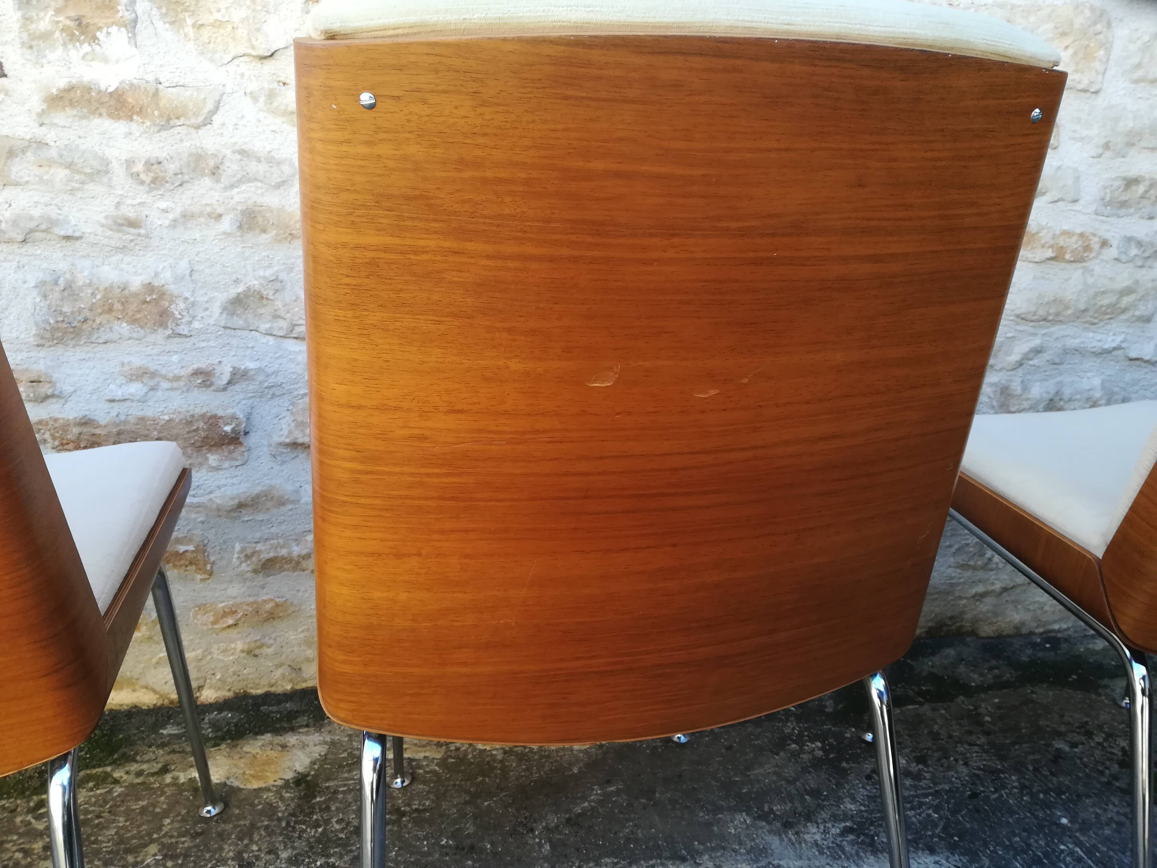 Wooden and fabric shell chairs