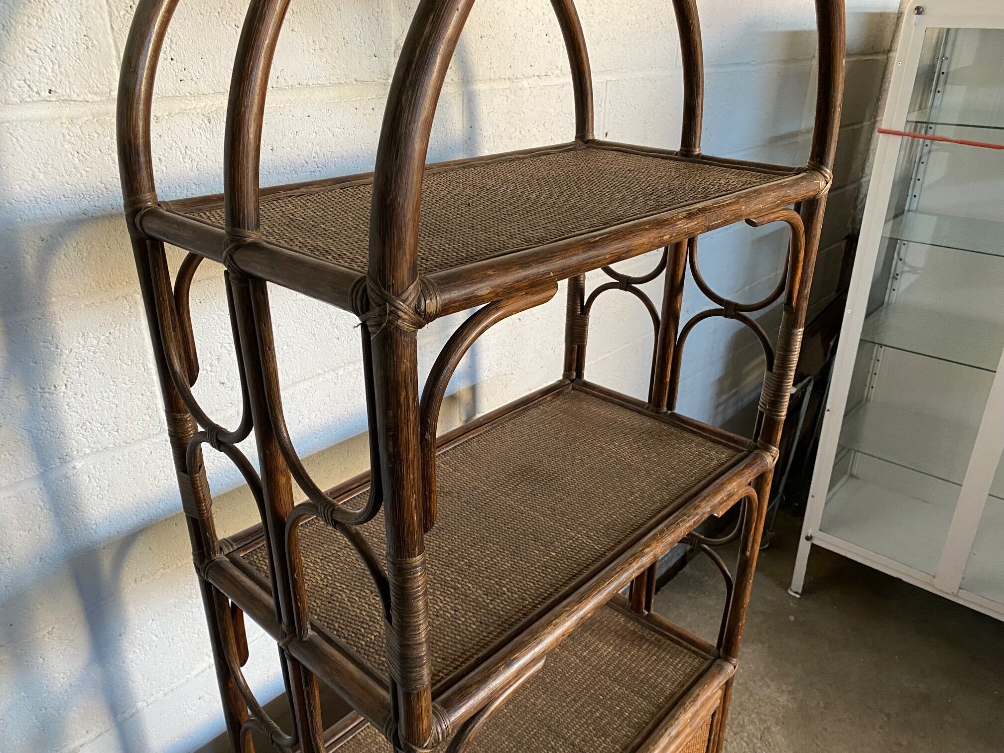 Vintage rattan bookcase 70s