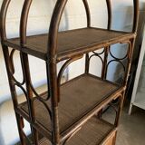 Vintage rattan bookcase 70s