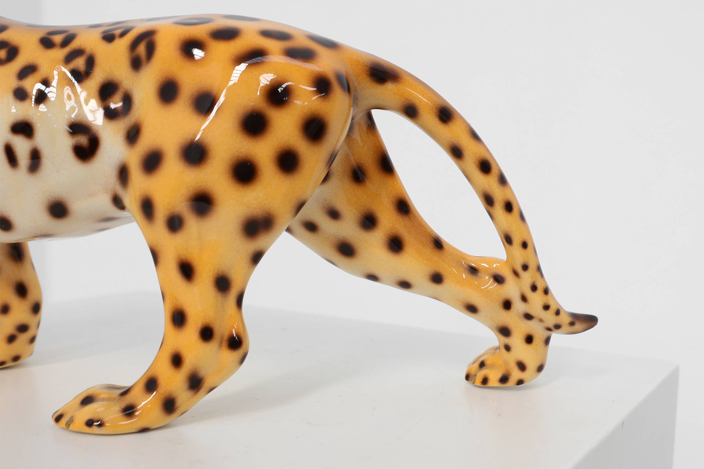 Hand‑Painted Ceramic Leopard Sculpture by Giovanni Rozan, Italy ca. 1950