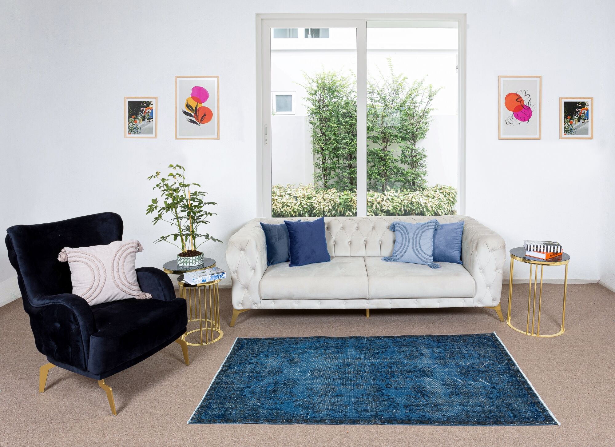 3.8x6.6 ft vintage hand-knotted navy blue over-dyed rug from turkey, woolen floor covering. tek0796