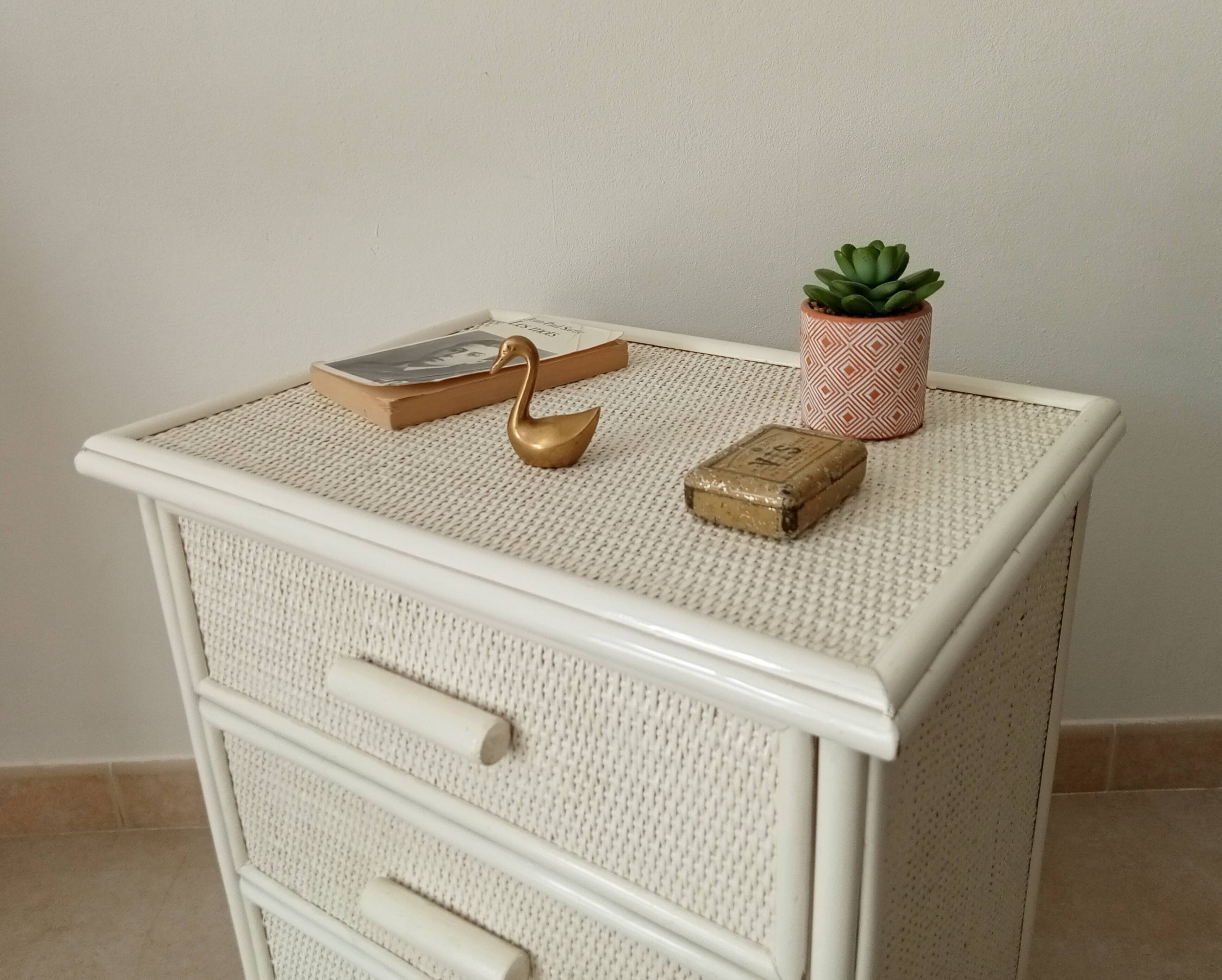 Vintage rattan bedside table from the 70s/80s
