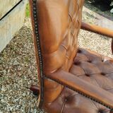Chesterfield desk chair in antique leather