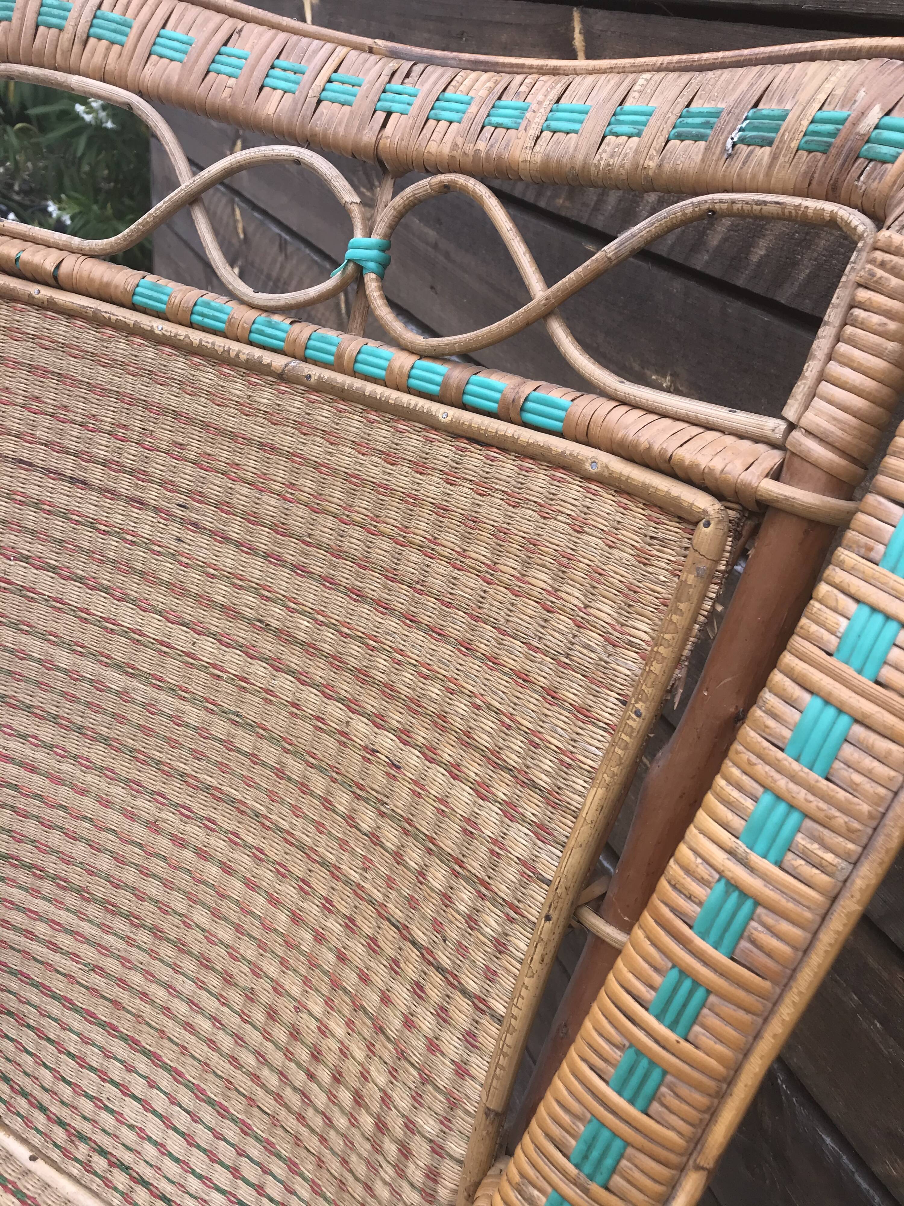 Rattan armchair with high back