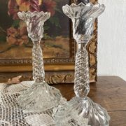 Pair of glass candlesticks