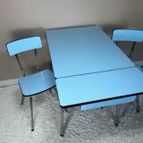 Blue Formica table and chairs from the 60s