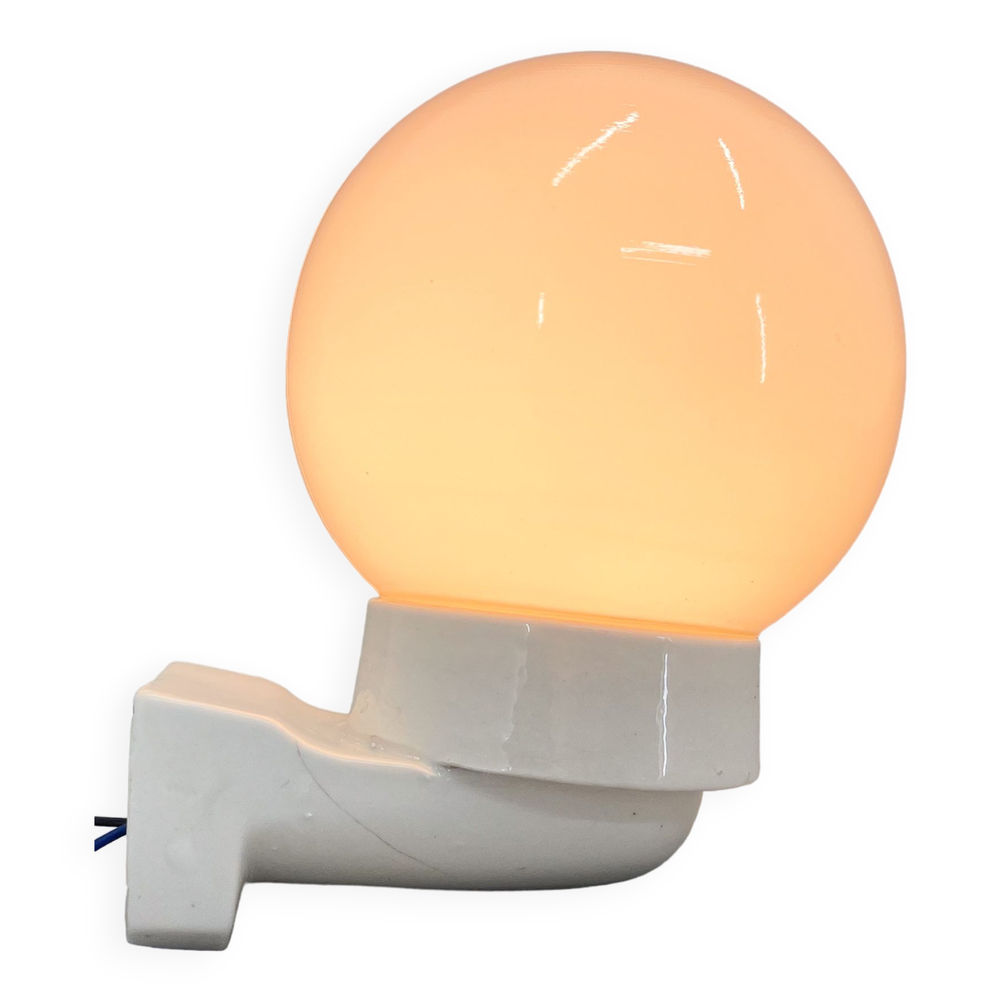 1950's Ceramic & Opaline Glass Wall Lamp, Czechoslovakia
