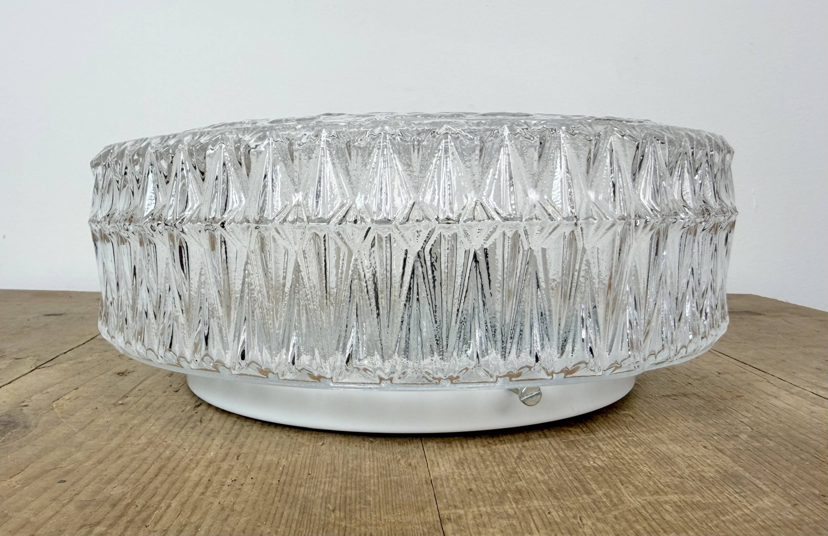 Vintage Glass Wall or Ceiling Light, 1970s
