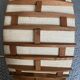 Graphic Scandinavian pendant light in wood and fabric from the 60s and 70s