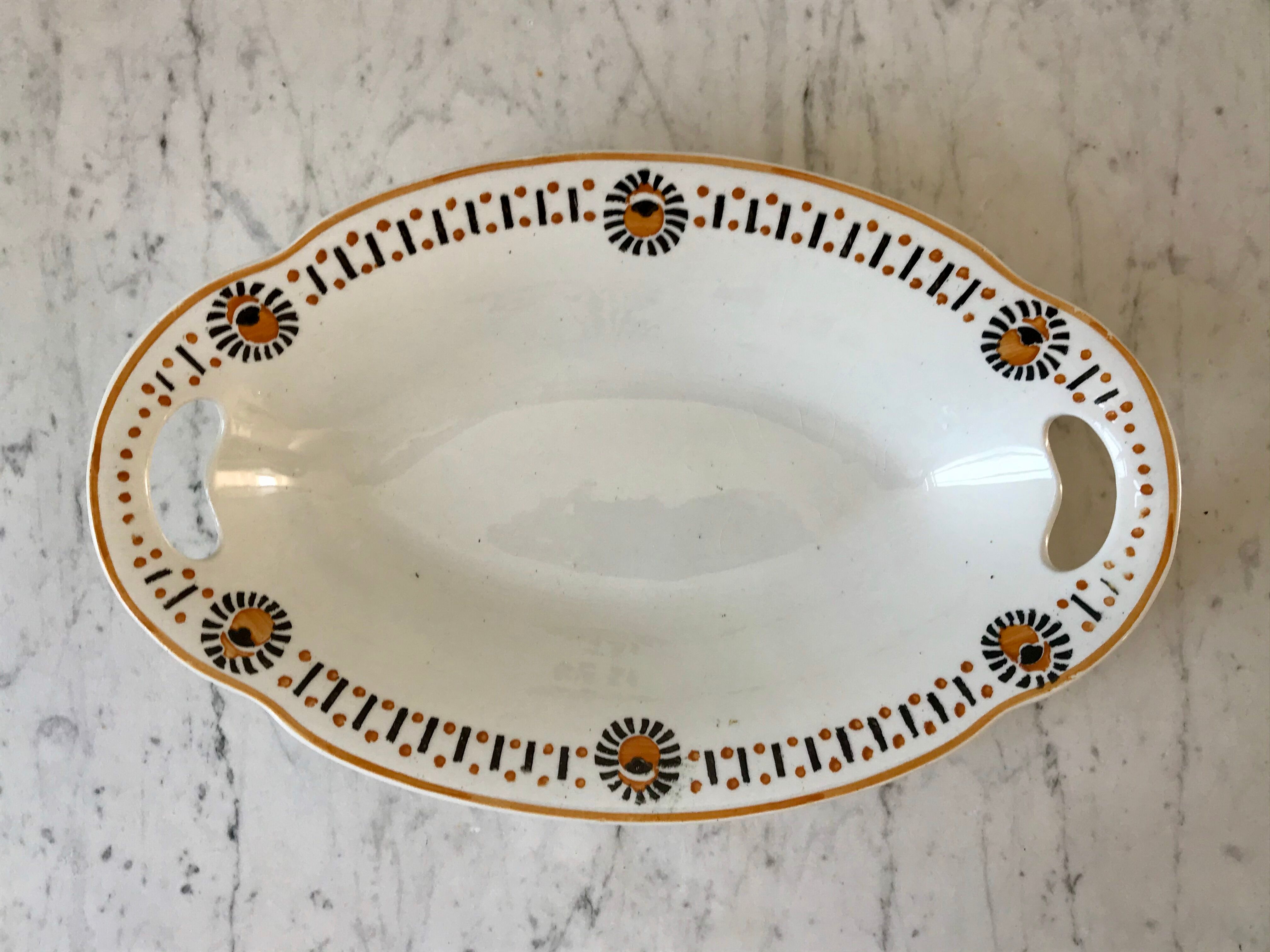 Oval and hollow dish longwy model "cézarine" art deco 30s