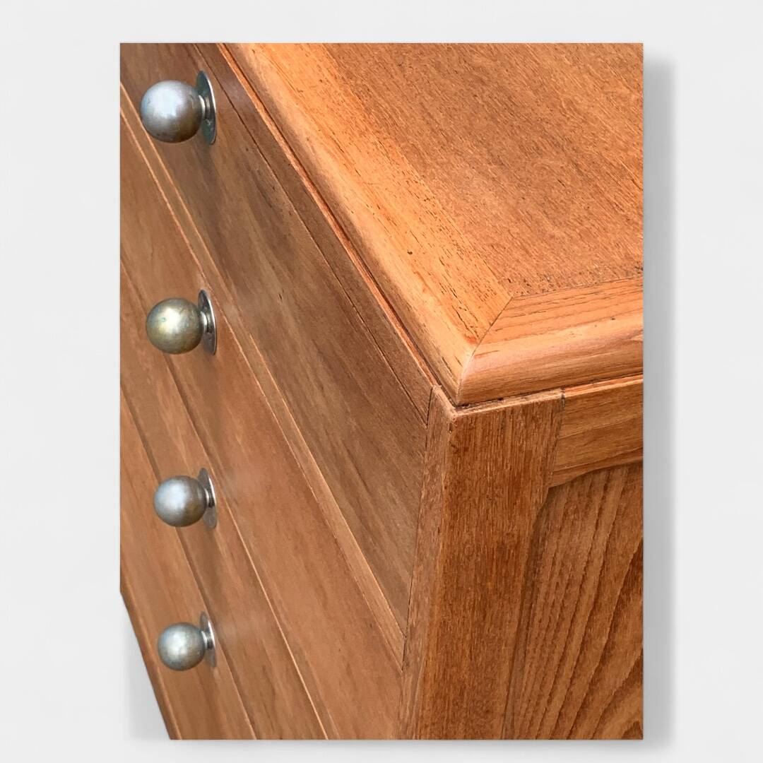 Vintage chest of drawers in solid raw wood from 1950