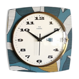 Vintage clock square silent wall clock "Romatic blue white ochre"