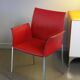 Set of 4 Zanotta armchairs in red leather