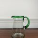 Vintage blown glass jug, green border