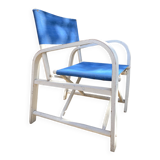 Folding canvas armchair by the sea La Baule 1960s