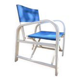 Folding canvas armchair by the sea La Baule 1960s