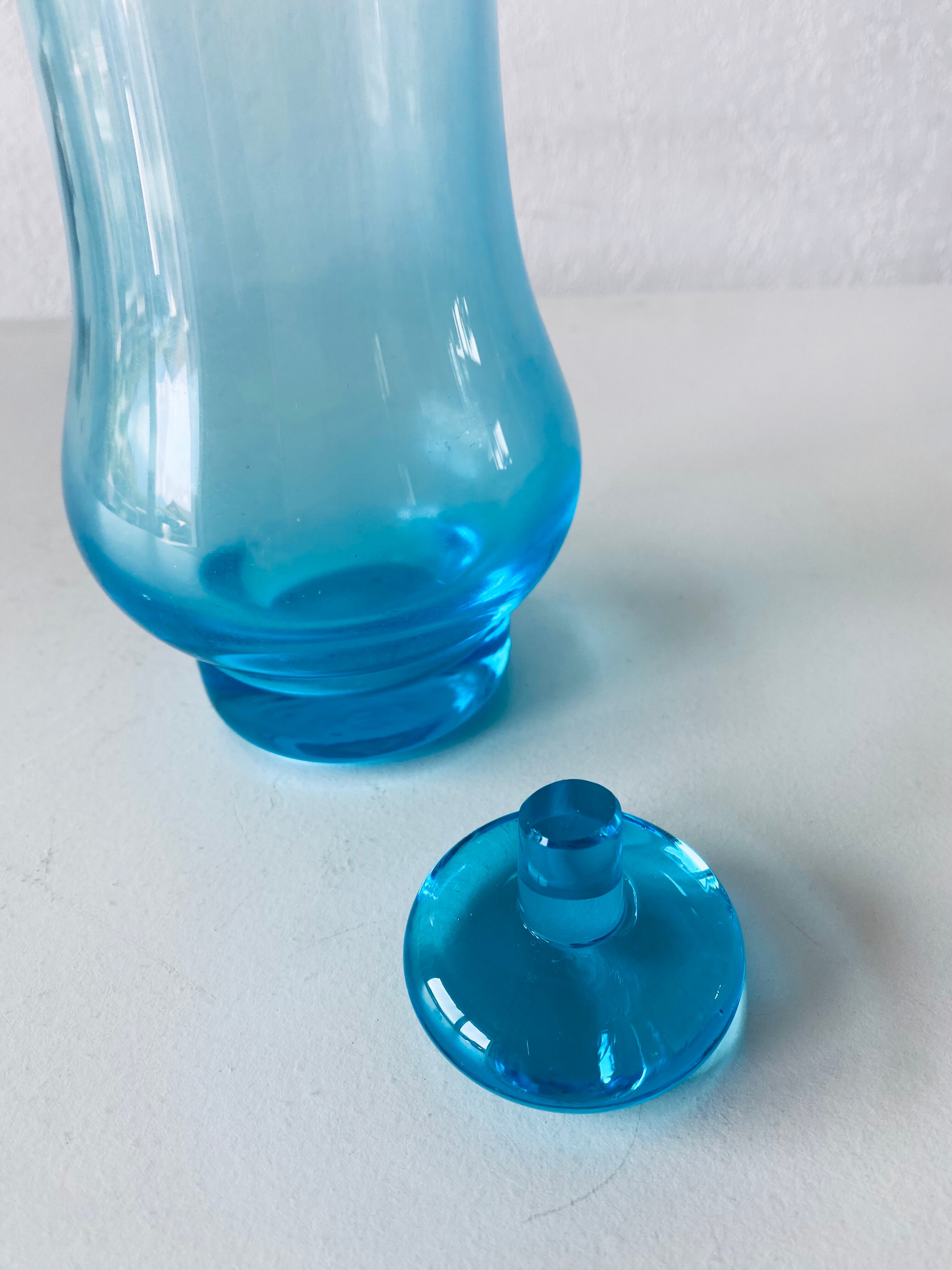 Blue glass decanter