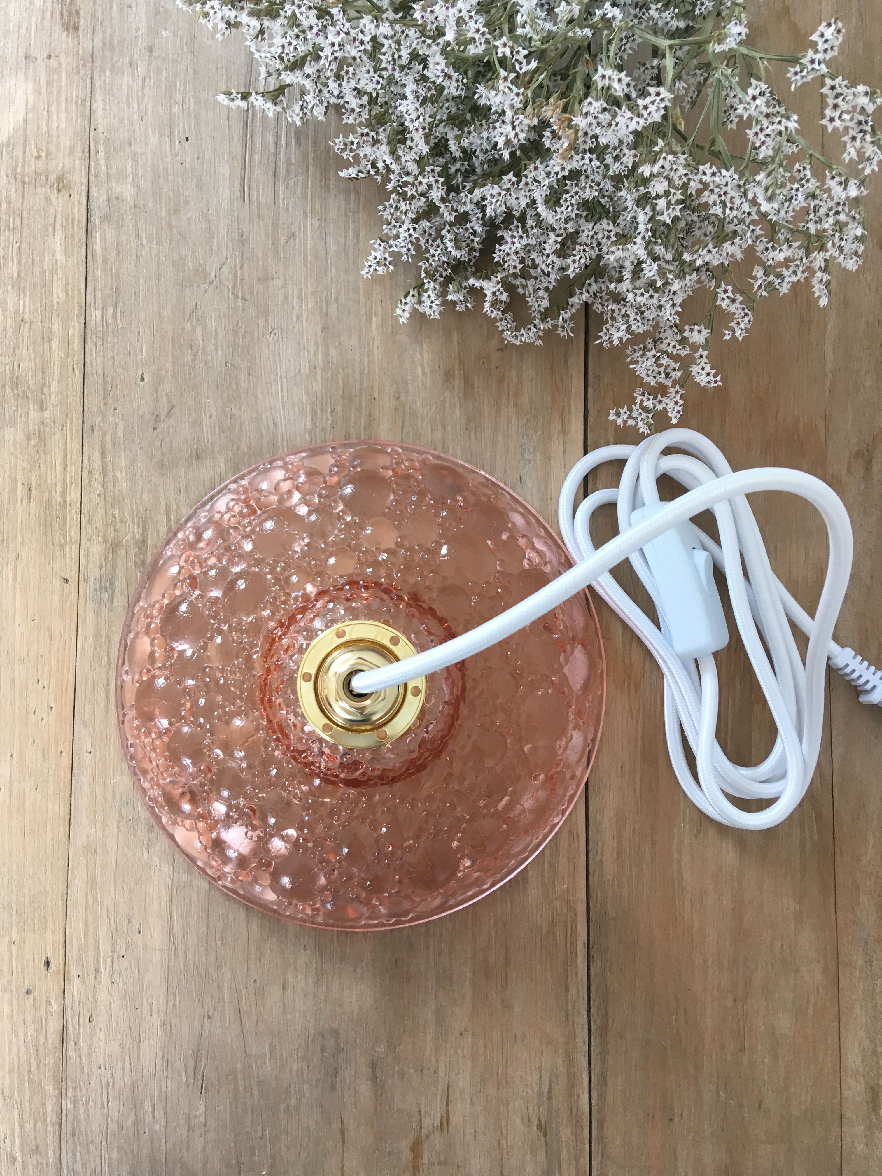 Bubble pink glass walking lamp