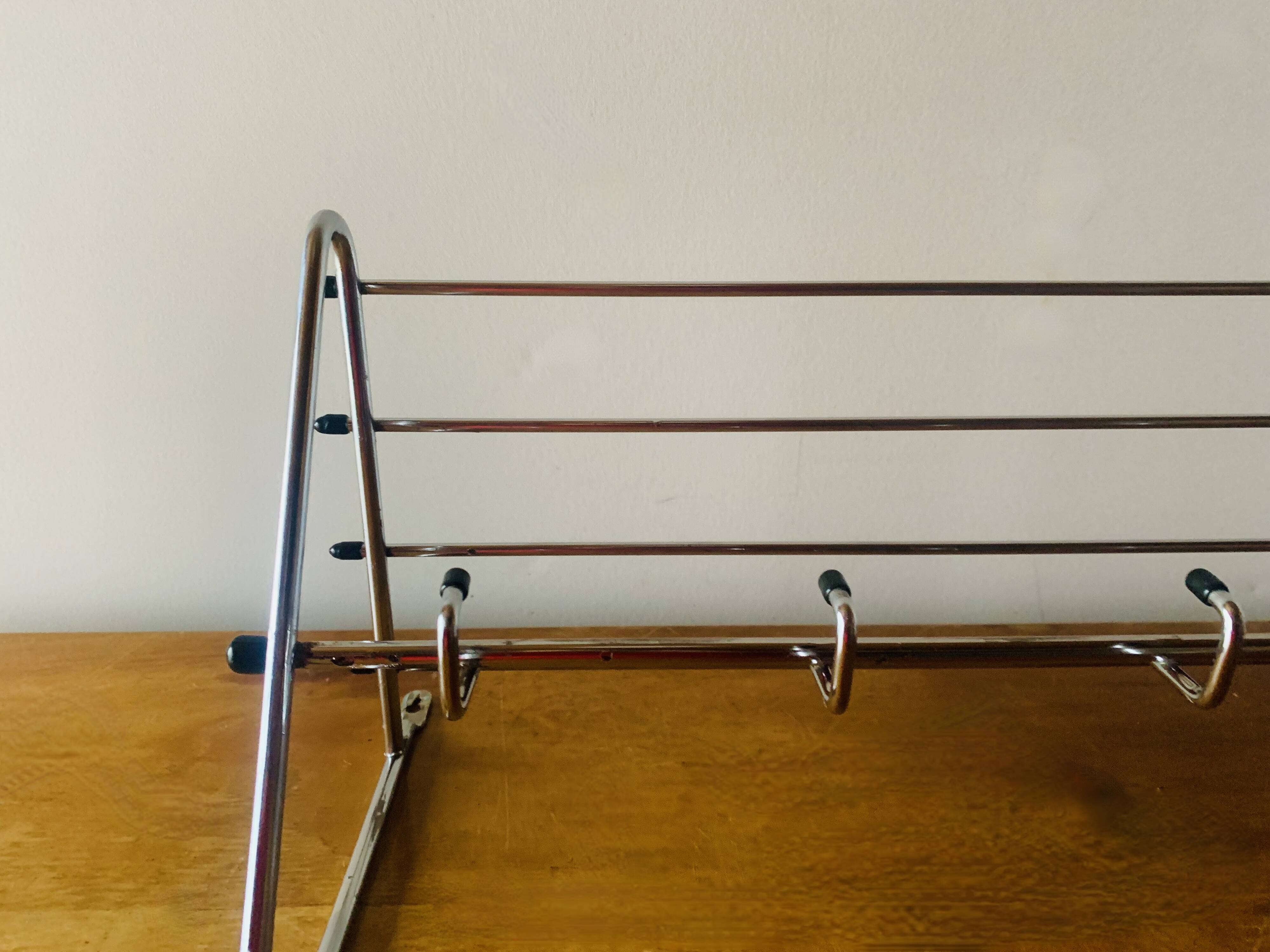 Vintage steel wall coat rack - 6 hooks