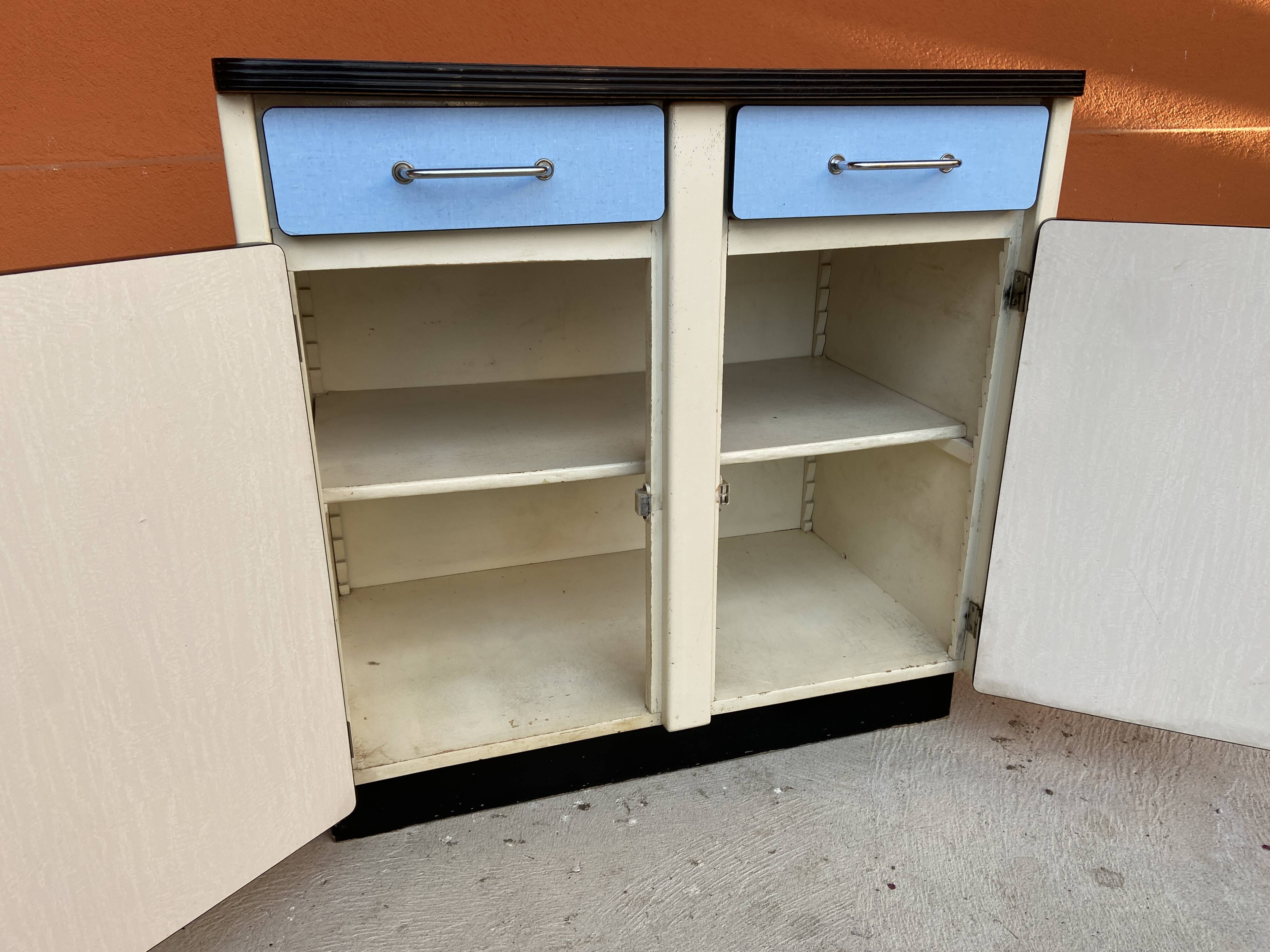 Vintage sideboard in blue formica 1960s