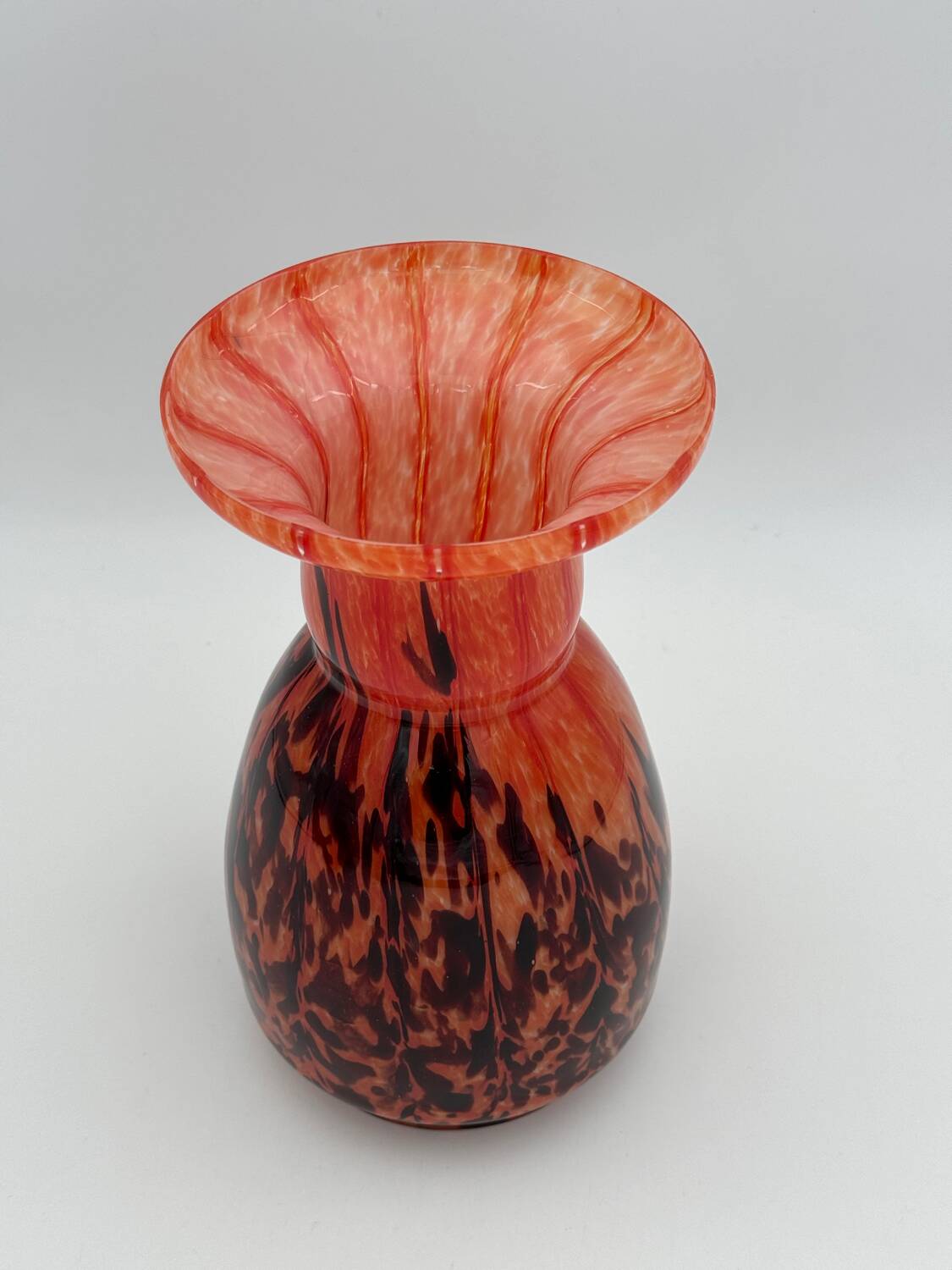 Orange and brown speckled glass vase, Clichy style