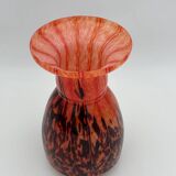Orange and brown speckled glass vase, Clichy style
