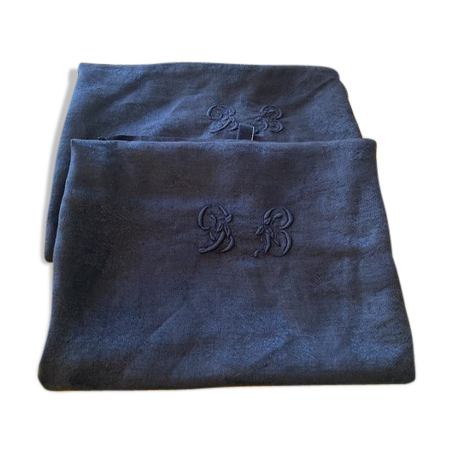 Pair of black monogrammed towels