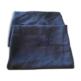 Pair of black monogrammed towels