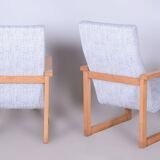 Pair of Restored Mid-Century Armchairs, Beech, New Upholstery, Czech, 1960s