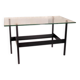 Modernist coffee table in metal, glass and brass - 1950s