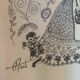 Illustration/signed paper print, framed, 60s/70s
