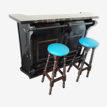 Bar and 3 stools, 1970 - black