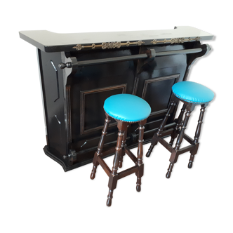 Bar and 3 stools, 1970 - black
