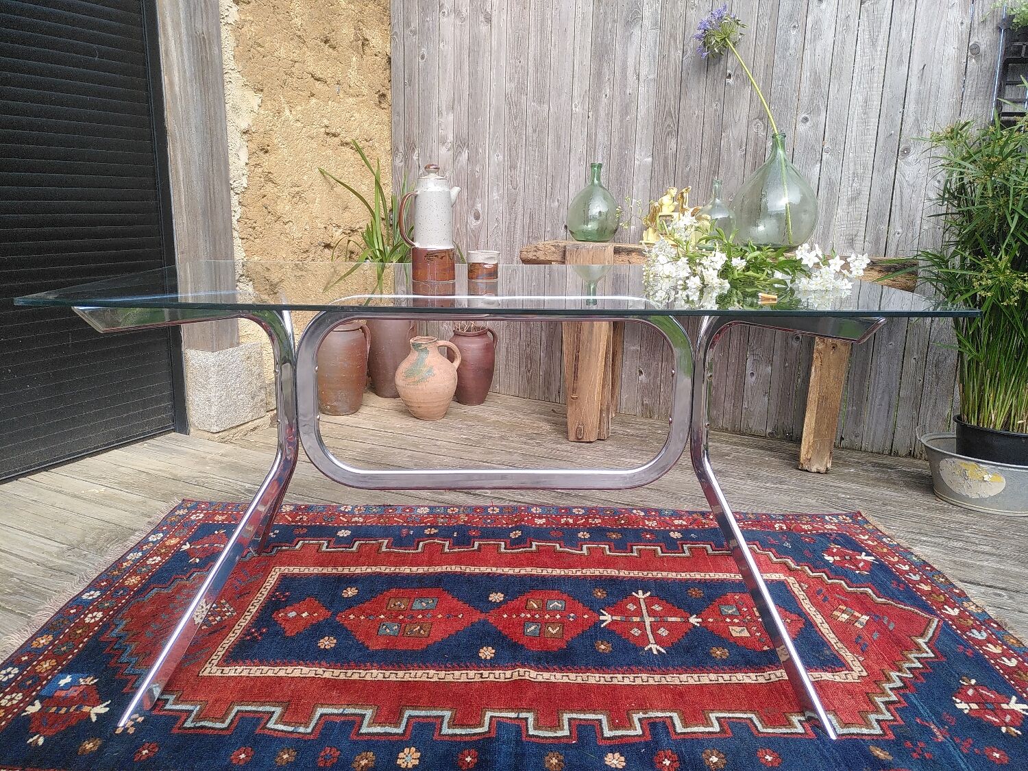Chrome table with glass top 1960