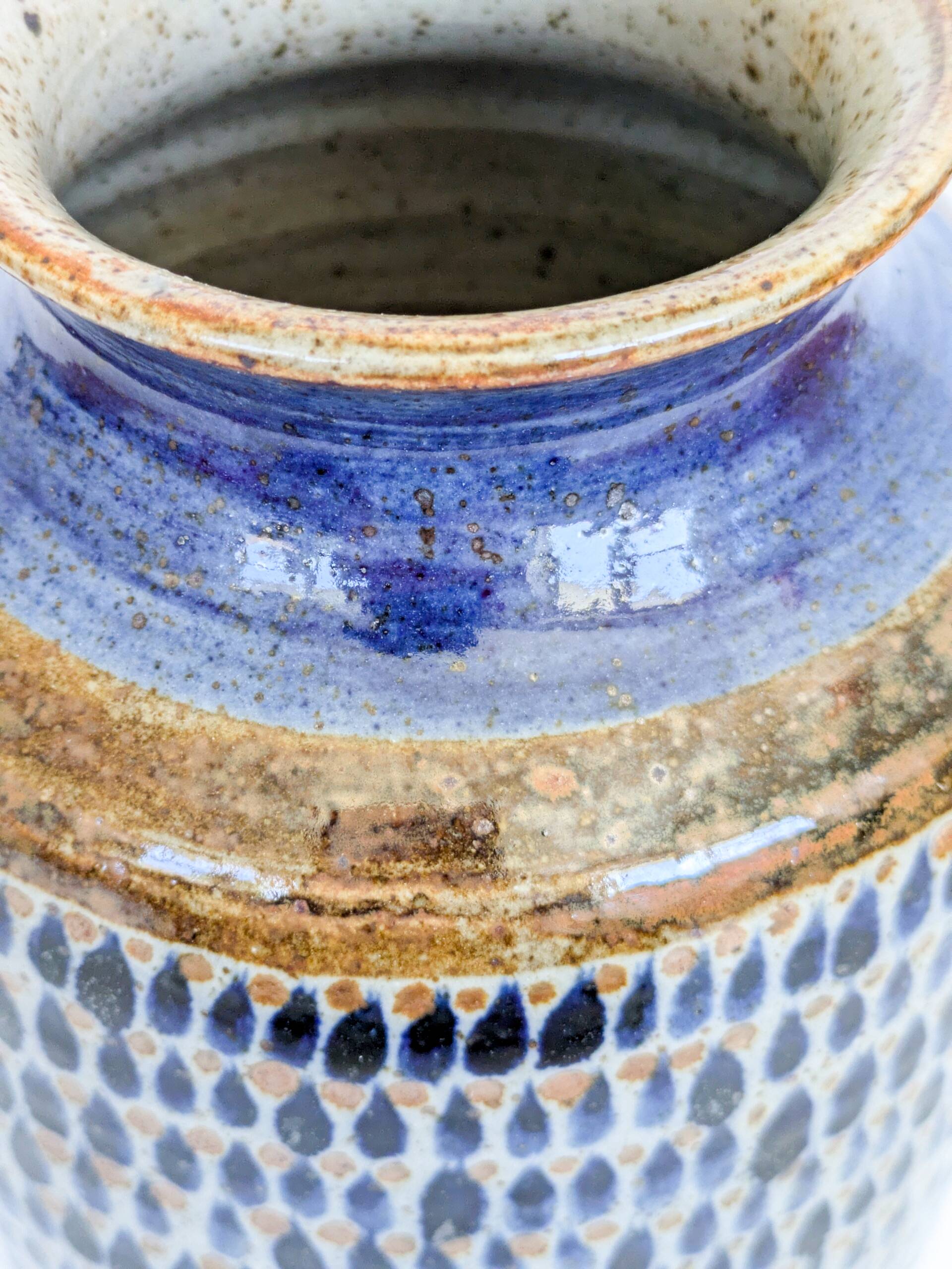 Large ceramic vase Tonalá hand-painted, Mexico 1970s
