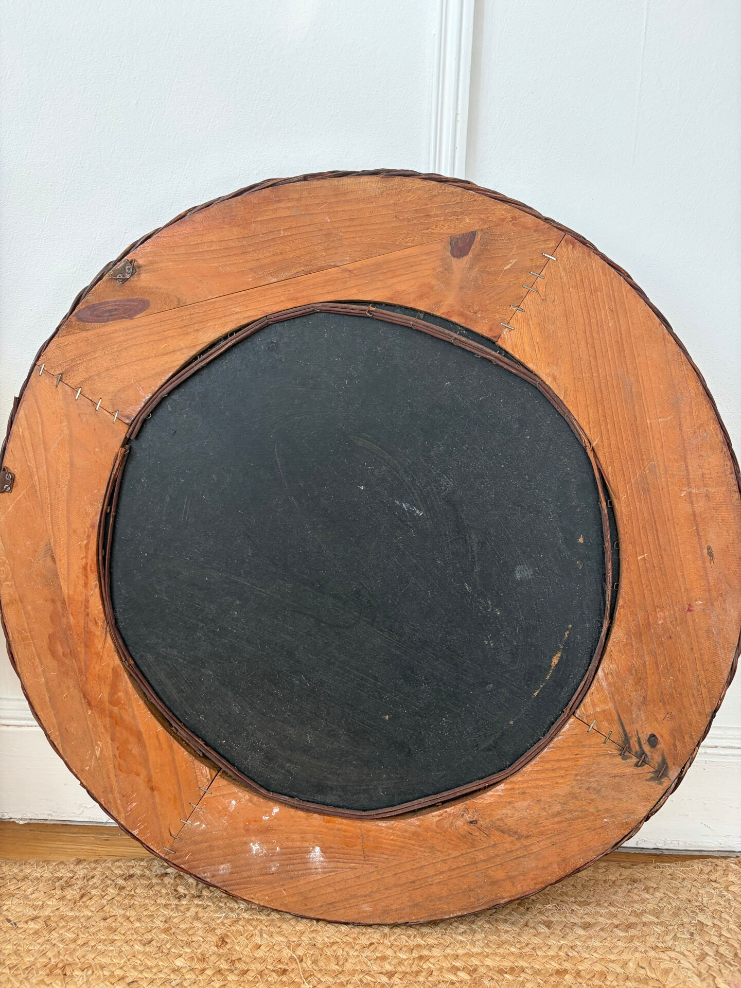 Mid-century wicker and rattan mirror
