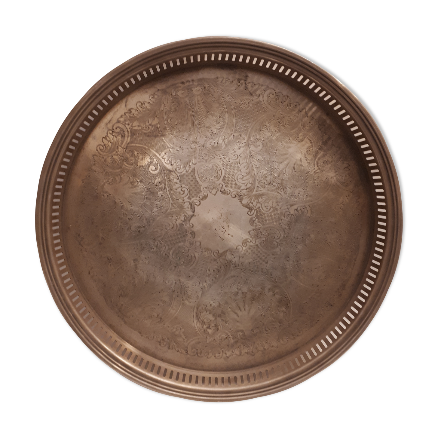 Classic Napoleon III Fleuron classic silver metal service platter