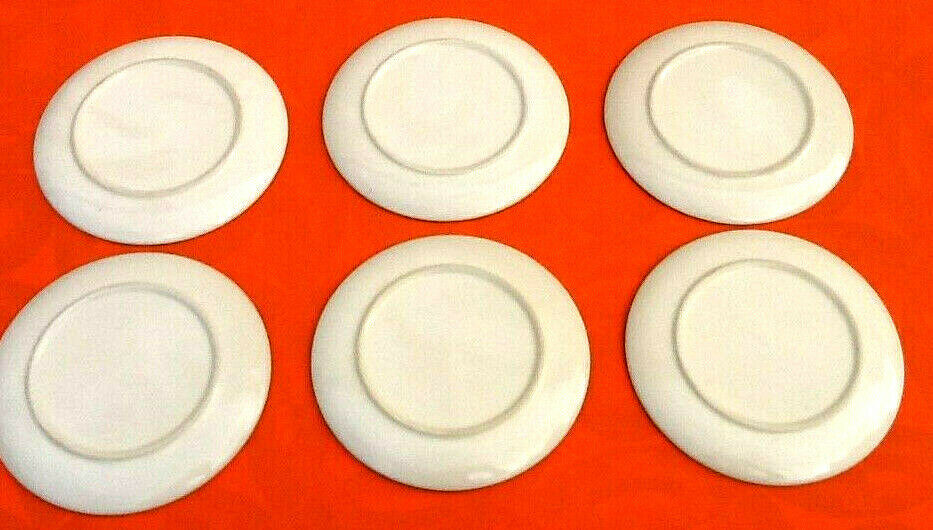 1970s Suite of 6 dessert plates Fruit decoration (lemon, grape, pear ...)