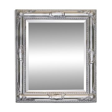Bevelled Sculpted Silver Rectangular Mirror