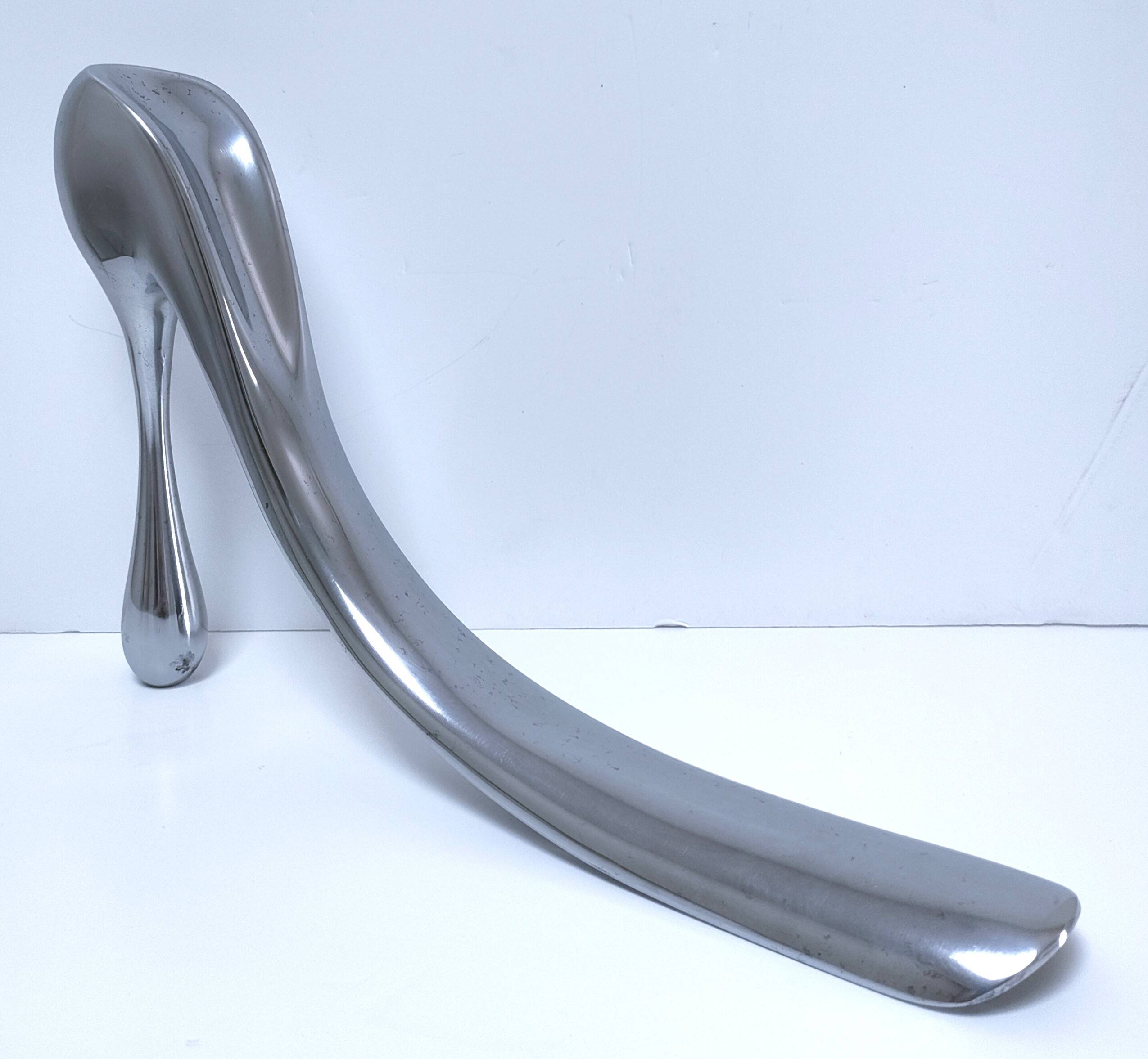 Manolo Blahnik cast aluminum shoehorn 2004 for Habitat | Selency