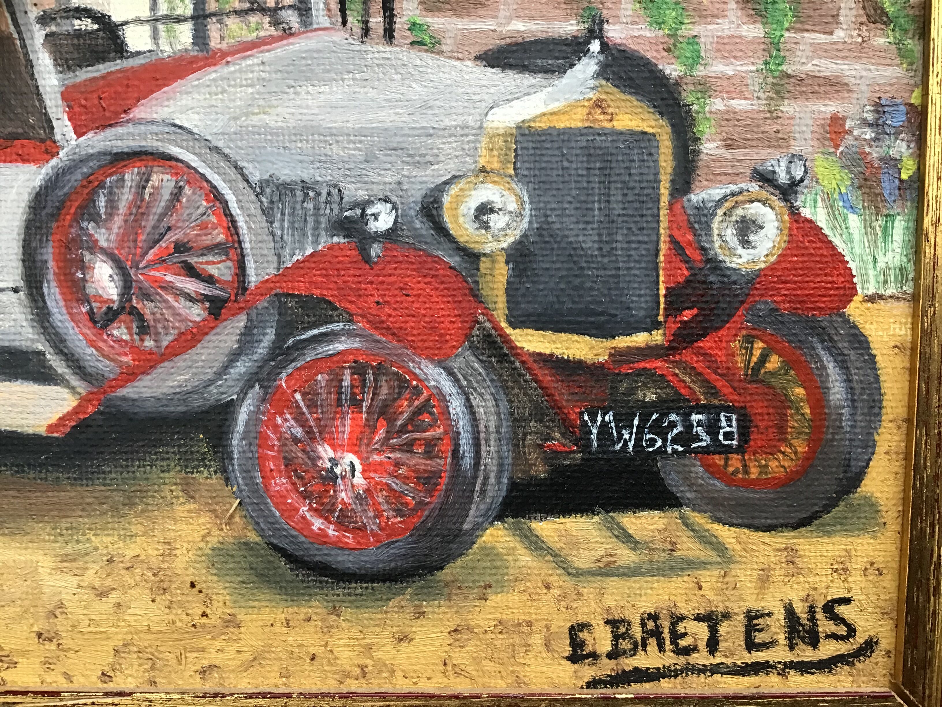 Pair vintage paintings representing 2 old tacots