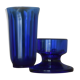 Blue glass candlestick and photophore set