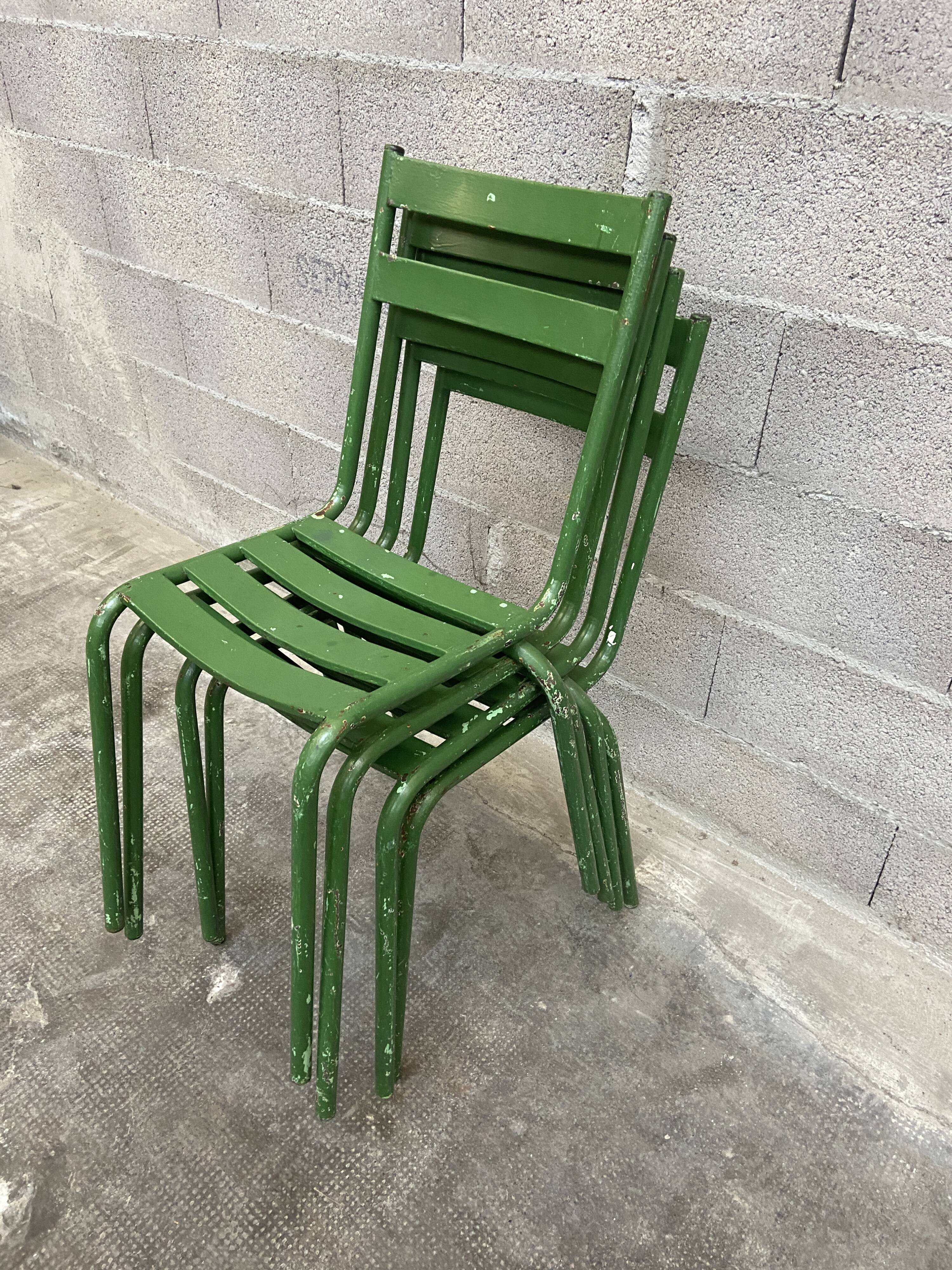 4 vintage bistro chairs 60s metal