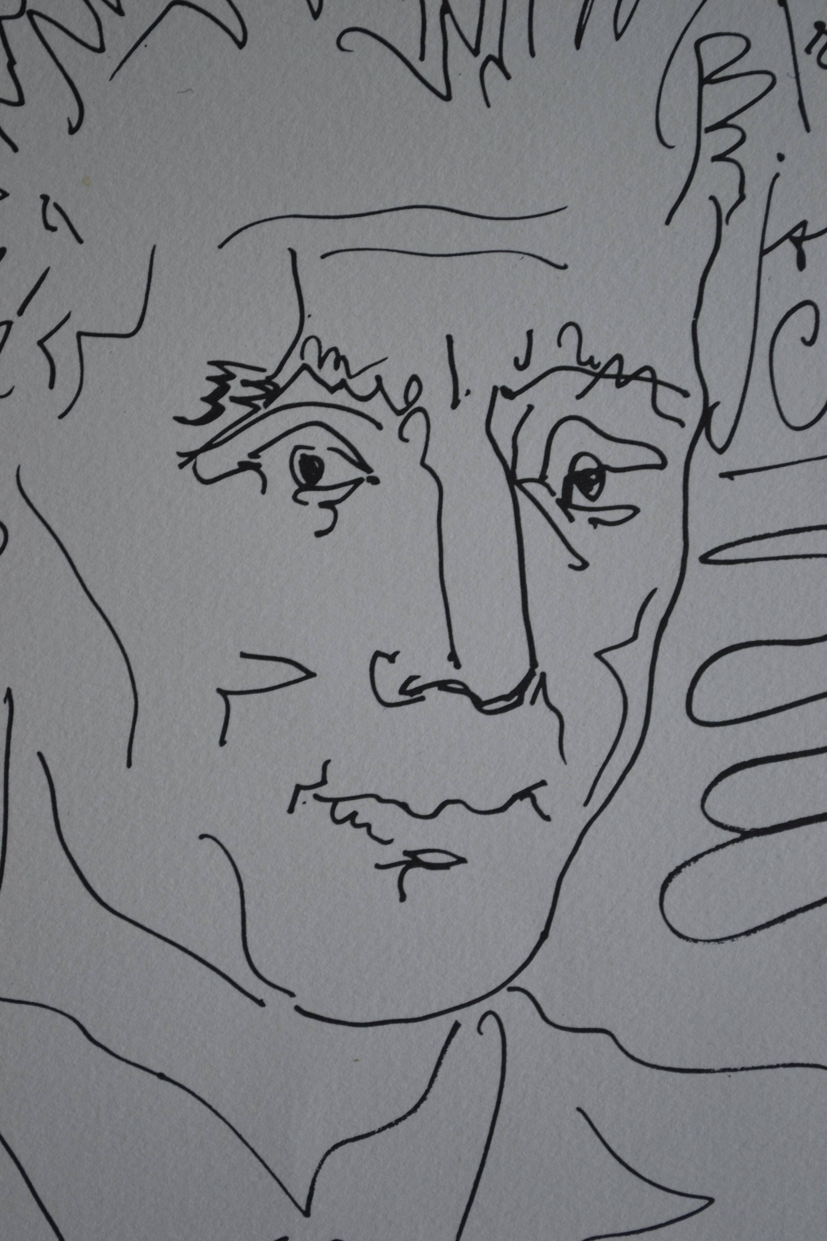 Picasso original lithograph 1959 Frédéric Joliot-Curie 38x28cm