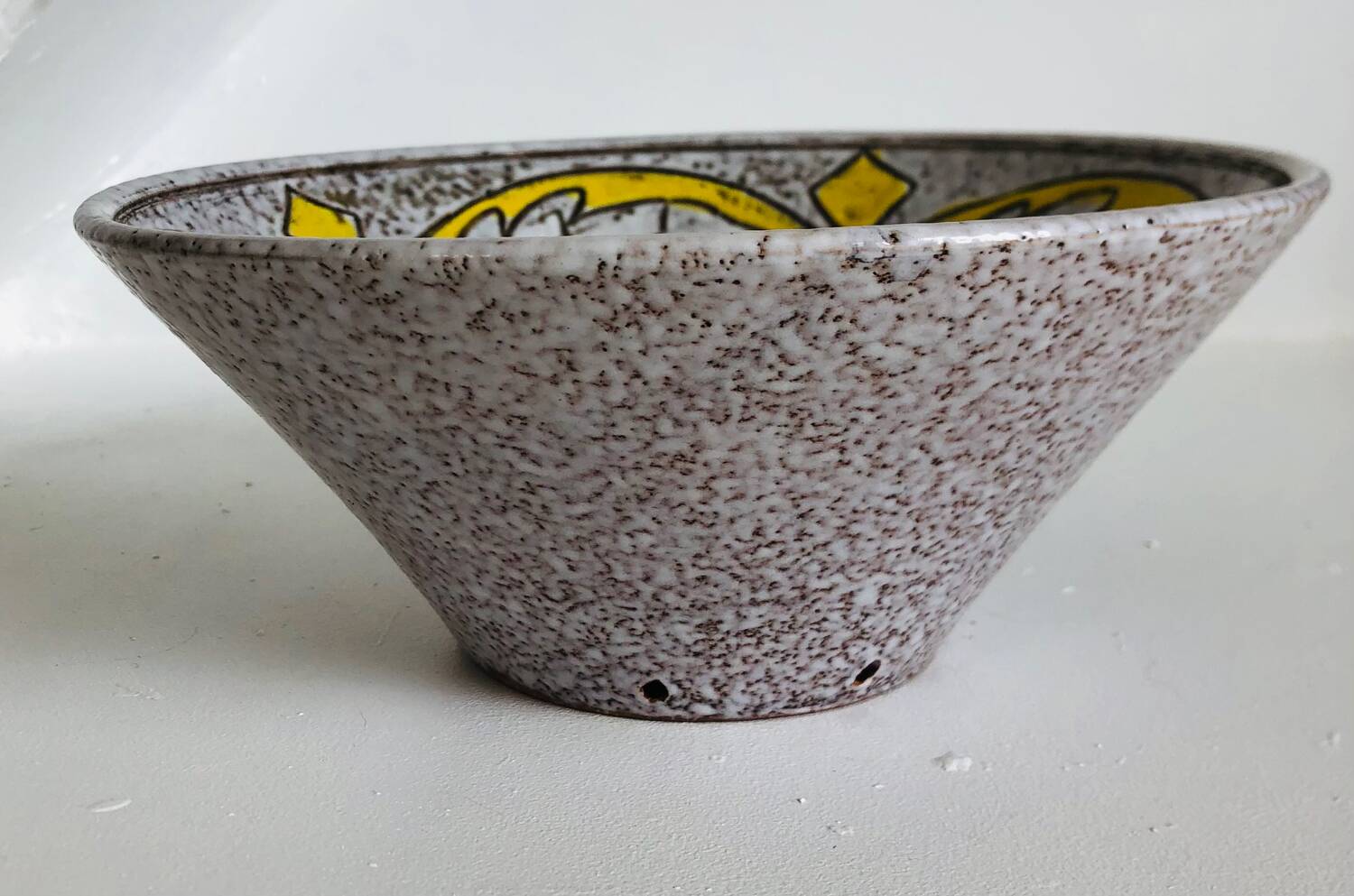 Trapezoidal vase by Fratelli Fanciullaci with plant decoration