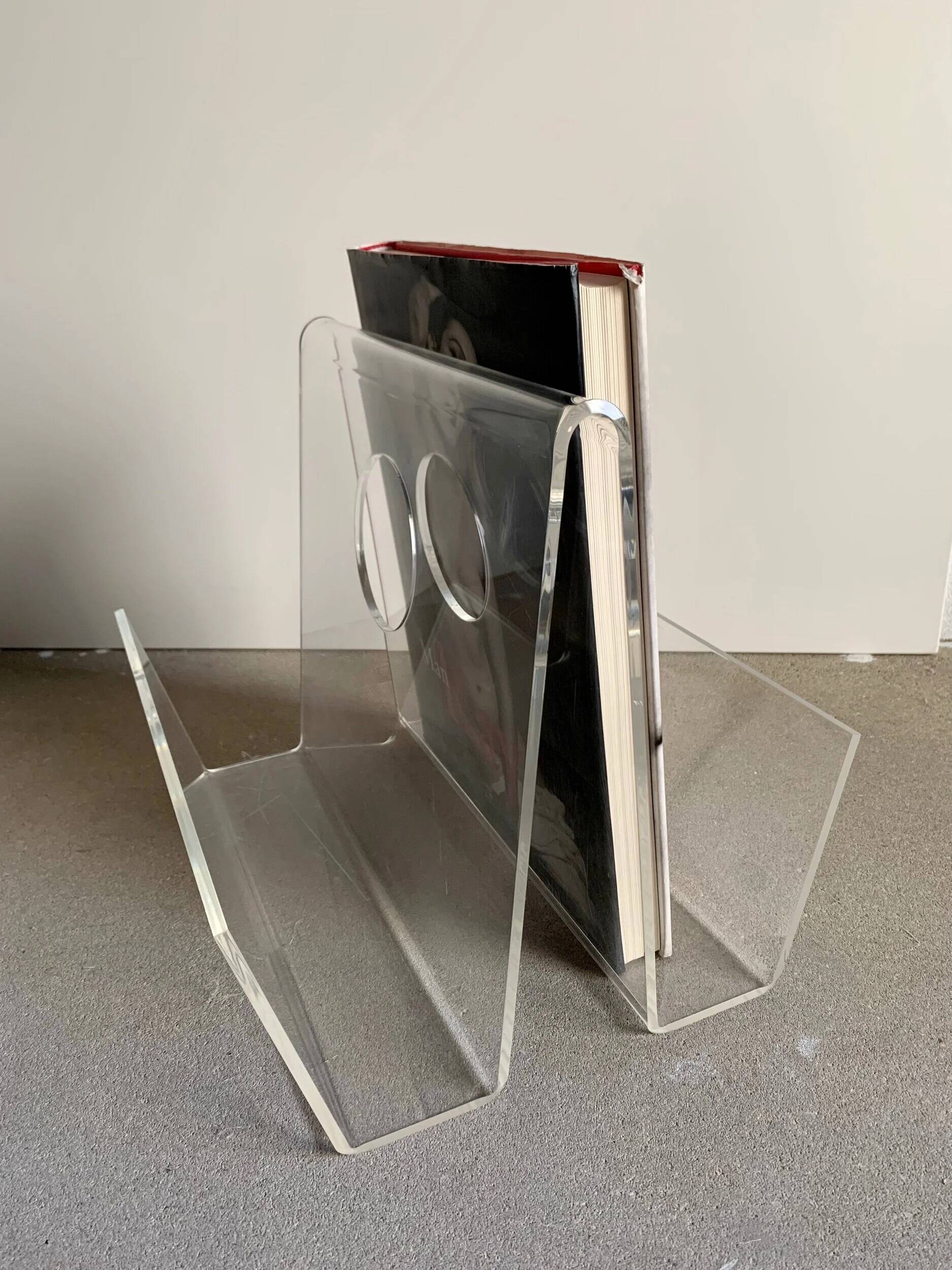 Vintage plexiglass magazine holder, 1970s