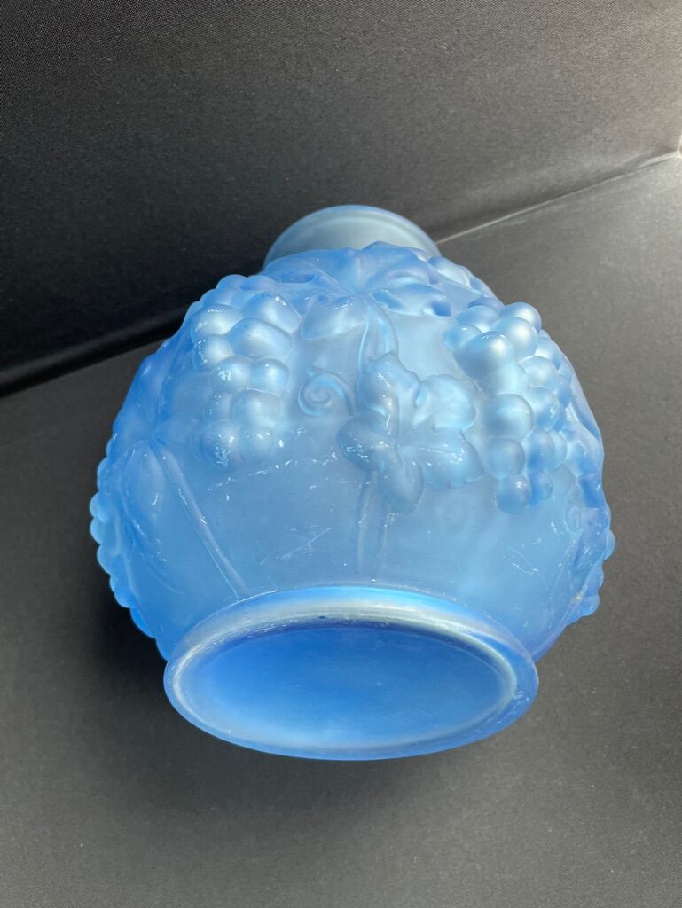 Blue Art Deco vase signed Etaleune Paris France